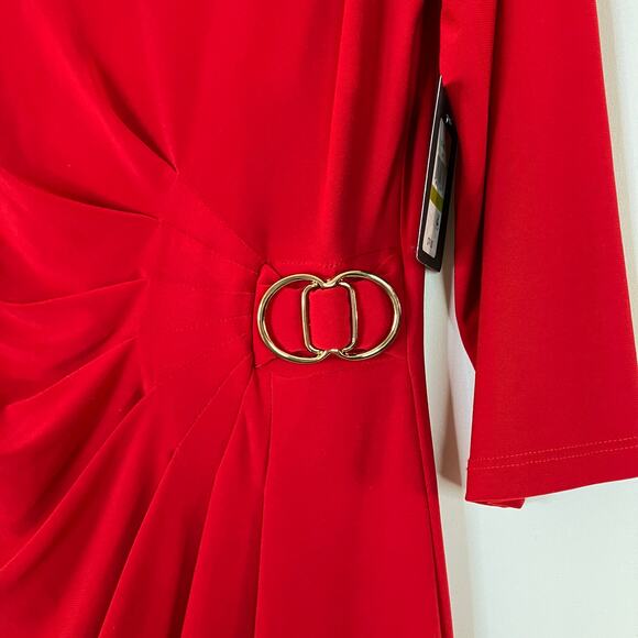 Jessica Howard | Red Pleated Side Waist Sheath Dress NWT Womens 14 - Picture 3 of 7